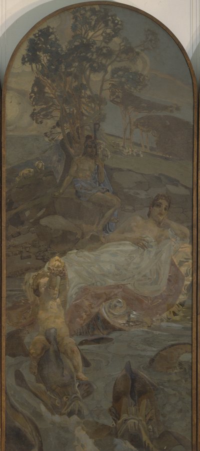 Venus, Amor and Paris Triptych The Judgment of Paris, central part by Mikhail Aleksandrovich Vrubel