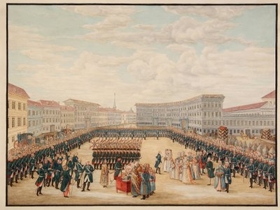 The Consecration of the Banner of the Preobrazhensky Regiment on December 1796 by Mikhail Matveevich Ivanov
