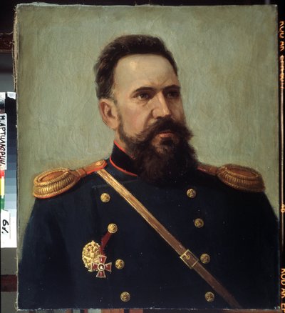 Portrait of the Military Engineer Sergei Mosin (1849-1902), Inventor of the Mosin-Nagant Rifle - Painting by Mikhail Gerets (1900-1942) by Mikhail Petrovich Gerets