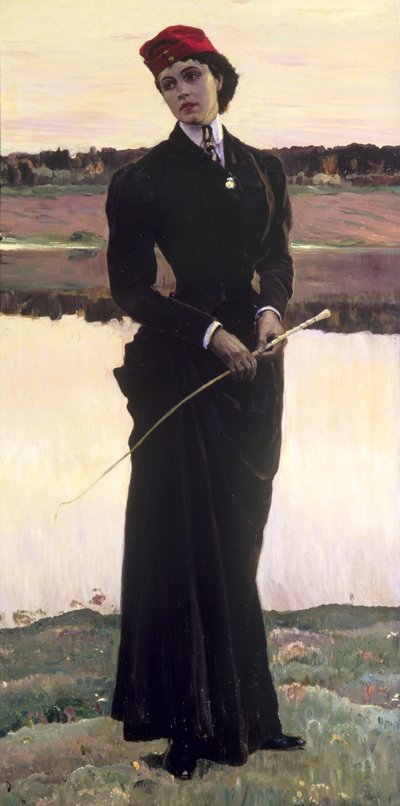 Portrait of Olga Nesterova or, Woman in a Riding Habit, 1906 by Mikhail Vasilievich Nesterov