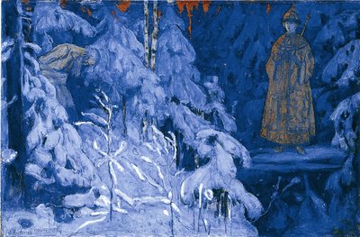 Ivan Susanin receives a vision of Mikhail Fyodorovich by Mikhail Vasilievich Nesterov