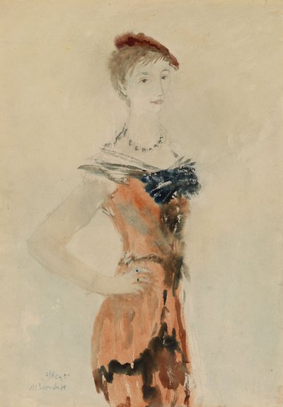 Lady with a Red Beret by Mikhail Xenofontovich Sokolov
