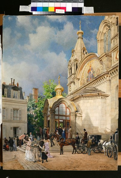 People Leaving an Orthodox Church by Mikhail Yakovlevich Villie
