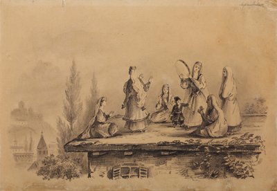 Georgian Women on the Roof Lezghinka, 1837 by Mikhail Yuryevich Lermontov