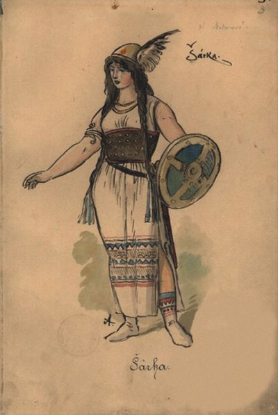 Sarka. Costume design for the opera Sarka by Zdenek Fibich, 1897 by Mikolas Ales