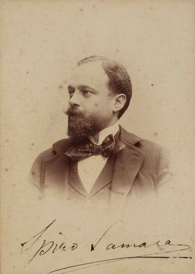 Portrait of the Composer Spyridon Samaras by Milano . Guigoni and Bossi