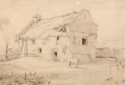 Cottage with Grazing Horses by Miles Edmund Cotman