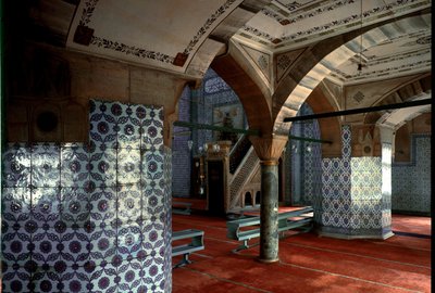 Interior view of the Rustem Pasha Mosque by Mimar Sinan