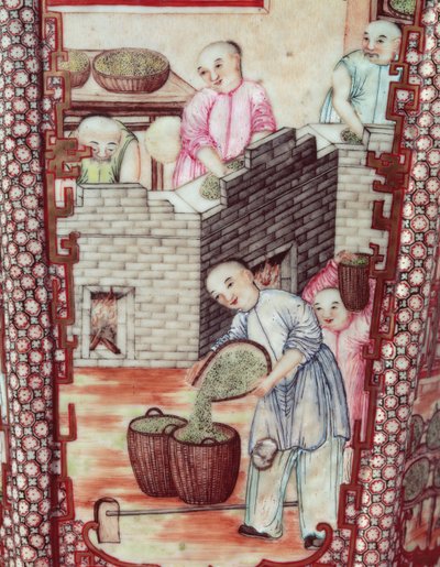 Detail from a Vase Depicting Drying Tea by Ming Dynasty Chinese School