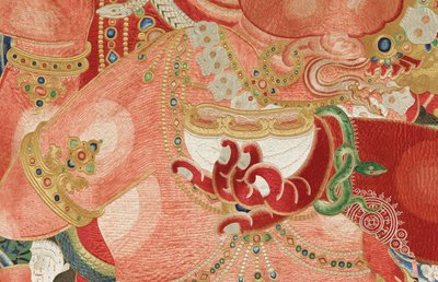 Detail of Imperial Embroidered Silk Thangka by Ming Dynasty Chinese School