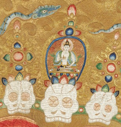 Detail of Imperial Embroidered Silk Thangka by Ming Dynasty Chinese School
