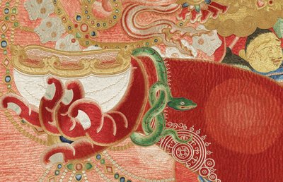 Detail of Imperial Embroidered Silk Thangka by Ming Dynasty Chinese School