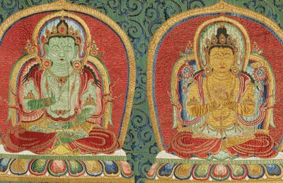 Detail of Imperial Embroidered Silk Thangka by Ming Dynasty Chinese School