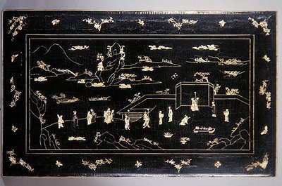 Kang Table Top (lacquered wood inset with bone) by Ming Dynasty Chinese School