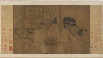 The Double Screen: Emperor Li Jing Watching His Brothers Play Weiqi by Ming Dynasty Chinese School
