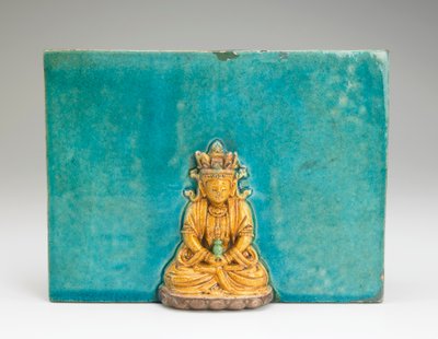 Tile with figure of the Buddha Amitabha by Ming Dynasty Chinese School