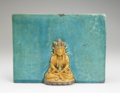Tile with figure of the Buddha Amitabha by Ming Dynasty Chinese School