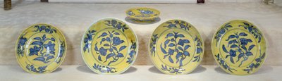 Yellow Ground Dishes Painted in Underglaze Blue, Ming Dynasty by Ming Dynasty Chinese School