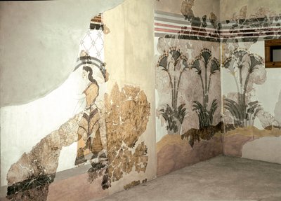 Minoan Art: The Woman with Lys Fresco from Akrotiri in Santorini by Minoan