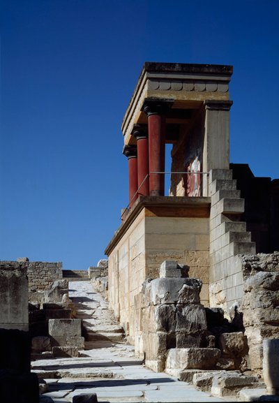 Minoan Art: View of the North Entrance of the Palace of King Minos in Knossos by Minoan