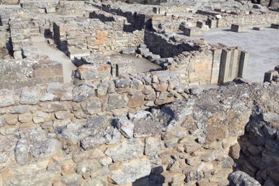 Minoan archaeological site of Phaistos. North east complex. These rooms were used to store valuable ritual vessels. The famous 
