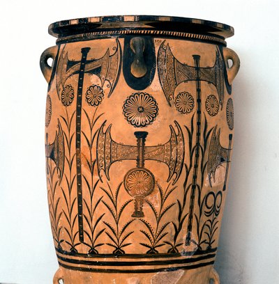 Terracotta Vase from the Neopalatiale Period with Symbols of Deities and Representations of the Sky and Earth by Minoan