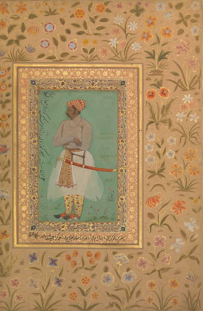Portrait of Maharaja Bhim Kanwar, Folio from the Shah Jahan Album by Mir 