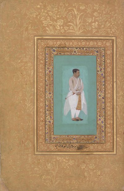 recto: Portrait of Raja Suraj Singh Rathor, verso: Page of Calligraphy..., recto: late 16th century by Mir 