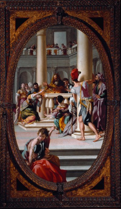 The Flame of the Altar Accidentally Ignites the Hair of Lavinia During Her Marriage with Aeneas by Mirabello Cavalori