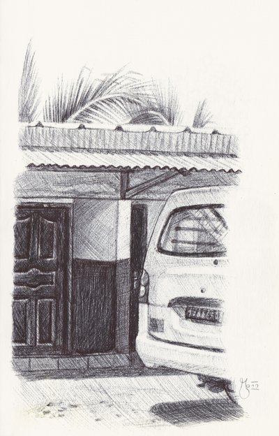 Shaded Car and Palms by Mirjam Schrei