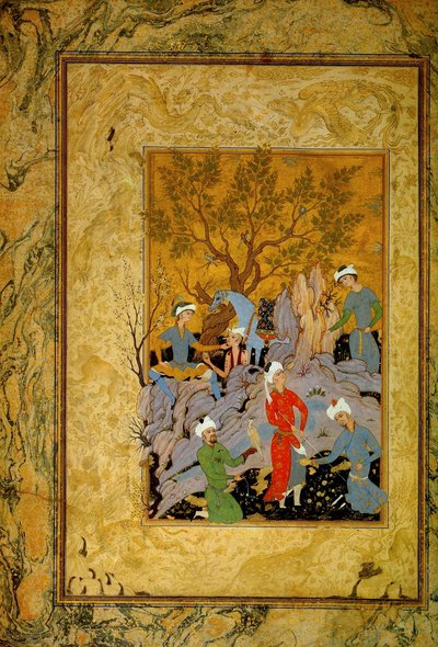 A Princely Hawking Party in the Mountains by Mirza 