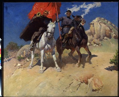 Standard Bearer and Horn Player by Mitrofan Borisovic Grekov