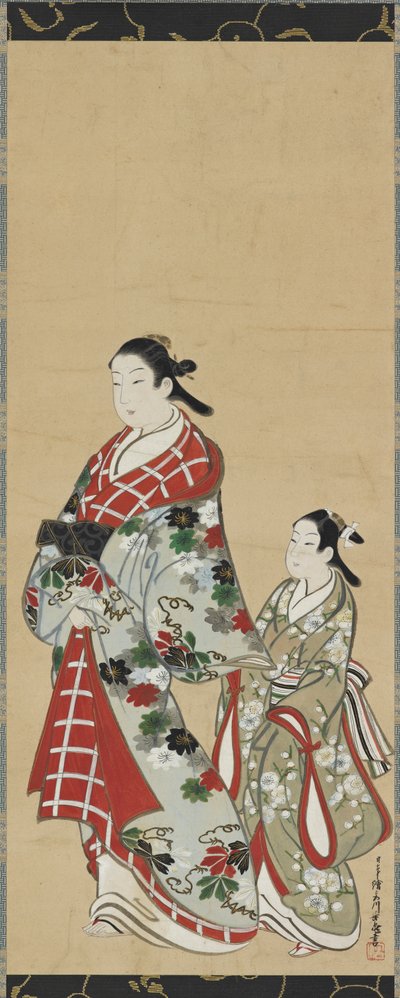 Yujo and her understudy kamuro, Edo period, 1615-1868 by Miyagawa Choki