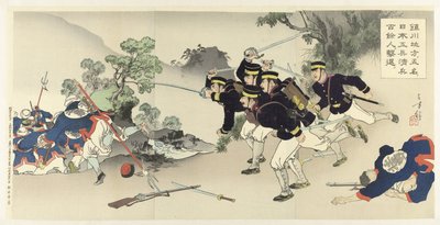 In the Chinchon Region, Five Military Engineers Drive Away More Than a Hundred Chinese Soldiers by Mizuno Toshikata