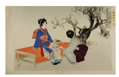 Looking at Plum Blossoms, from the Series Modern Beauties by Mizuno Toshikata
