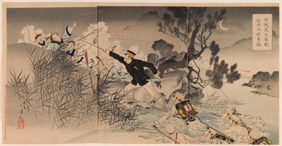 The Bravery of Captain Matsuzaki during the Great Fierce Battle at Anseong Crossing by Mizuno Toshikata