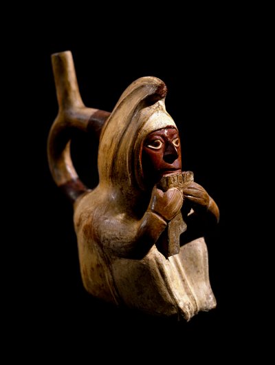 Anthropomorphic Vase Representing a Pan Flute Player by Moche Moche