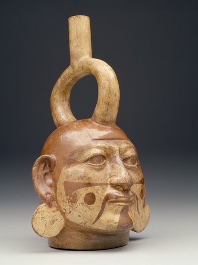 Stirrup-spout vessel in the form of a man