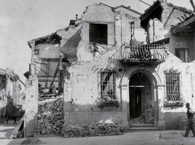 The bombardments of Sermide: a house seriously damaged during the second world war by Modestino Baldinetti