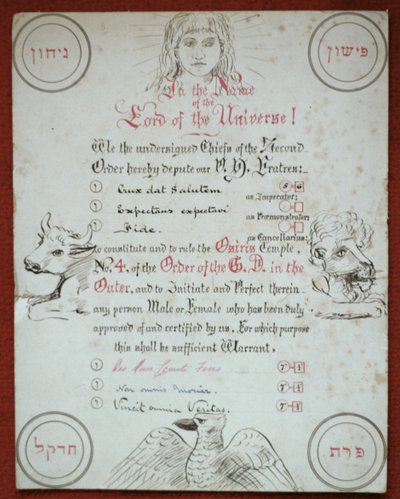 Charter of the Osiris Temple No.4 of the Hermetic Order of the Golden Dawn by Moina Mathers