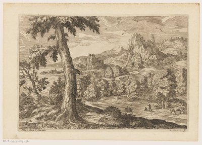 Landscape with Figures Along a River by Moise Jean Baptiste Fouard
