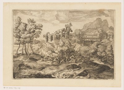 Landscape with Shepherds and a Flock by a Ruin (Landscapes after Titian) by Moise Jean Baptiste Fouard