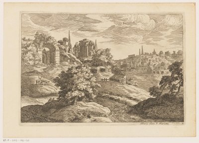 Landscape with Ruins and Deer (Landscapes after Titian) by Moise Jean Baptiste Fouard