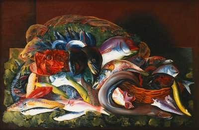 Large Still Life with Fish by Moise Kisling