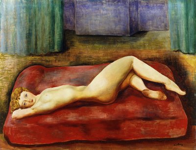 Nude on Red Bed by Moise Kisling