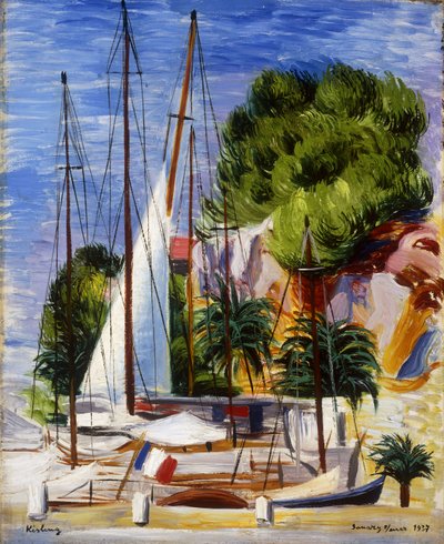 Sailing Boats in the Port of Sanary by Moise Kisling