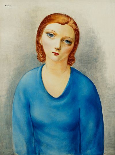 Young Woman in a Blue Blouse by Moise Kisling