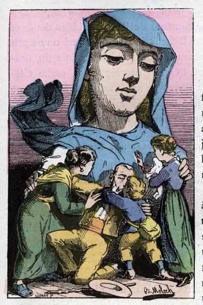 Allegory of Amnesty in the 19th century in Le Trombinoscope by Touchatout, cartoon by B. Moloch of 1882 (1849-1909). Private collection by Moloch