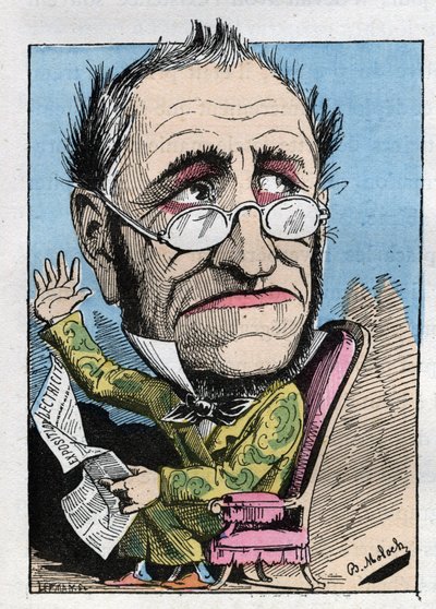 Allegory of a 19th century curator in “Le Trombinoscope” by Touchatout, cartoon by B. Moloch of 1882. Private collection by Moloch