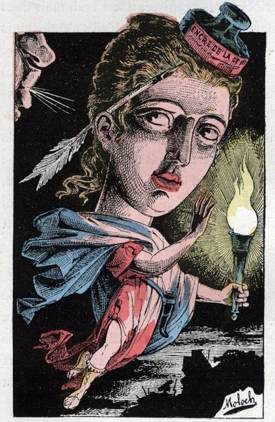 Allegory of the press in the 19th century by Moloch